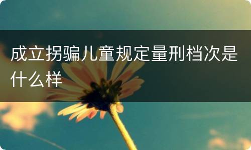 成立拐骗儿童规定量刑档次是什么样
