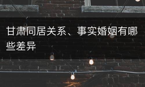 甘肃同居关系、事实婚姻有哪些差异