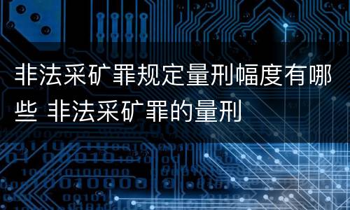 非法采矿罪规定量刑幅度有哪些 非法采矿罪的量刑