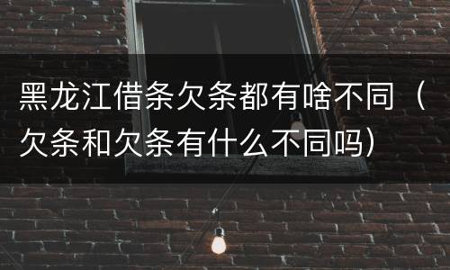 黑龙江借条欠条都有啥不同（欠条和欠条有什么不同吗）