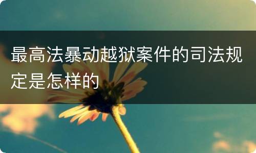 最高法暴动越狱案件的司法规定是怎样的