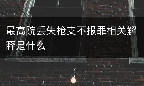 最高院丢失枪支不报罪相关解释是什么