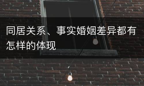 同居关系、事实婚姻差异都有怎样的体现
