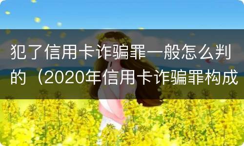 犯了信用卡诈骗罪一般怎么判的（2020年信用卡诈骗罪构成要件）