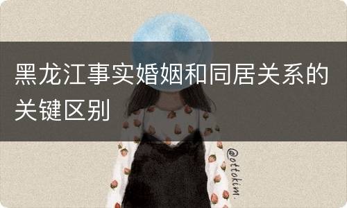 黑龙江事实婚姻和同居关系的关键区别