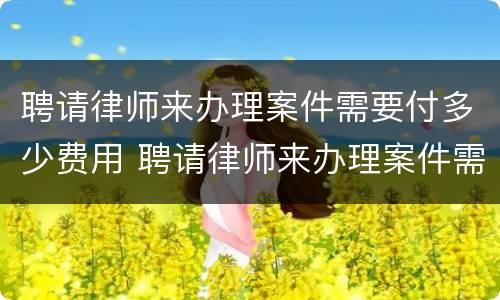 聘请律师来办理案件需要付多少费用 聘请律师来办理案件需要付多少费用呢