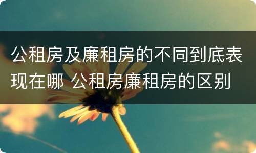 公租房及廉租房的不同到底表现在哪 公租房廉租房的区别
