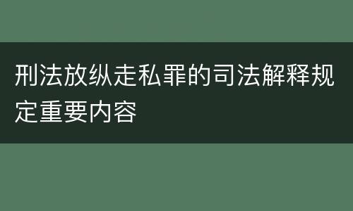 刑法放纵走私罪的司法解释规定重要内容