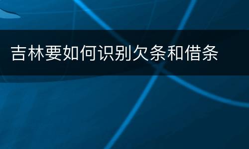 吉林要如何识别欠条和借条