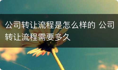 公司转让流程是怎么样的 公司转让流程需要多久