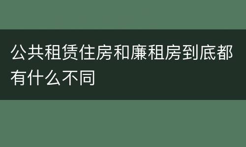 公共租赁住房和廉租房到底都有什么不同