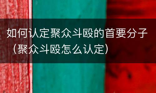 如何认定聚众斗殴的首要分子（聚众斗殴怎么认定）