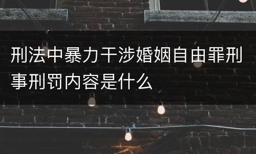 刑法中暴力干涉婚姻自由罪刑事刑罚内容是什么