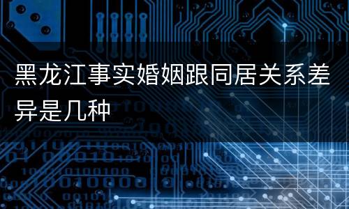 黑龙江事实婚姻跟同居关系差异是几种