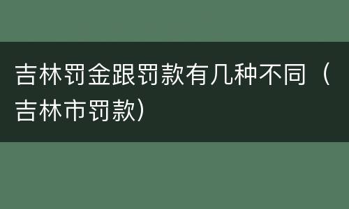 吉林罚金跟罚款有几种不同（吉林市罚款）