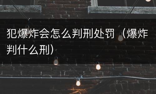 犯爆炸会怎么判刑处罚（爆炸判什么刑）