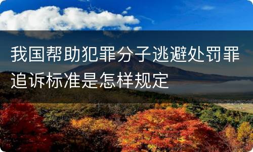 我国帮助犯罪分子逃避处罚罪追诉标准是怎样规定