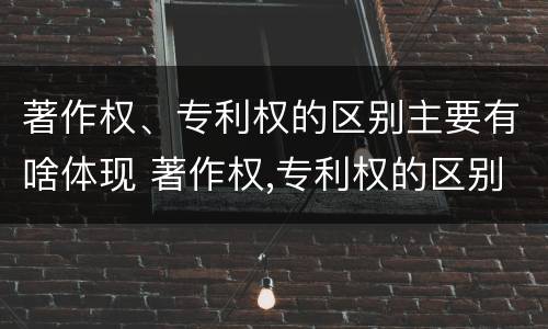 著作权、专利权的区别主要有啥体现 著作权,专利权的区别主要有啥体现