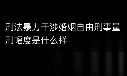 刑法暴力干涉婚姻自由刑事量刑幅度是什么样