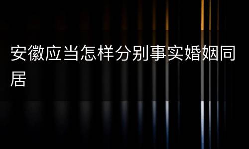 安徽应当怎样分别事实婚姻同居