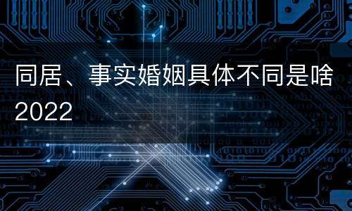同居、事实婚姻具体不同是啥2022