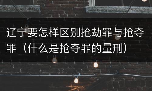 辽宁要怎样区别抢劫罪与抢夺罪（什么是抢夺罪的量刑）
