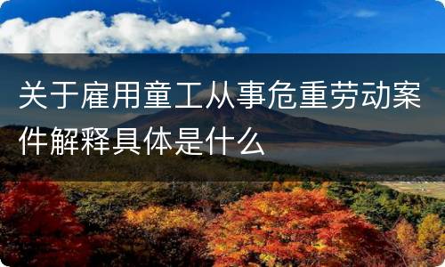 关于雇用童工从事危重劳动案件解释具体是什么