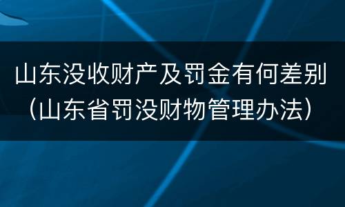 山东没收财产及罚金有何差别（山东省罚没财物管理办法）