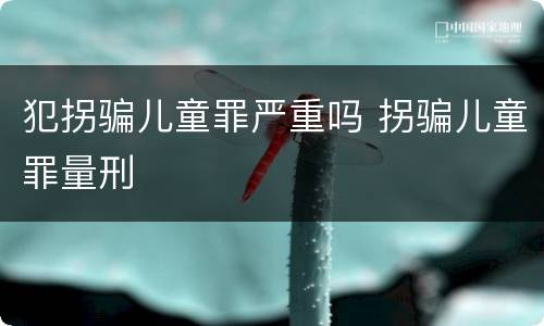 犯拐骗儿童罪严重吗 拐骗儿童罪量刑