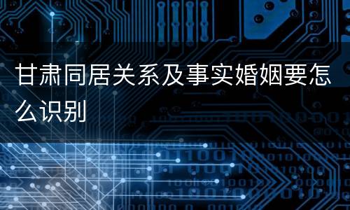 甘肃同居关系及事实婚姻要怎么识别