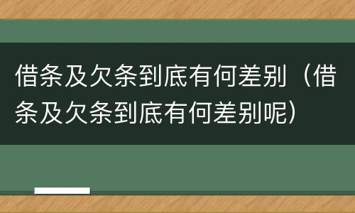 借条及欠条到底有何差别(借条及欠条到底有何差别呢)