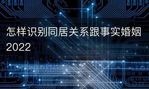 怎样识别同居关系跟事实婚姻2022