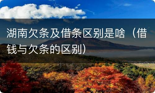 湖南欠条及借条区别是啥（借钱与欠条的区别）