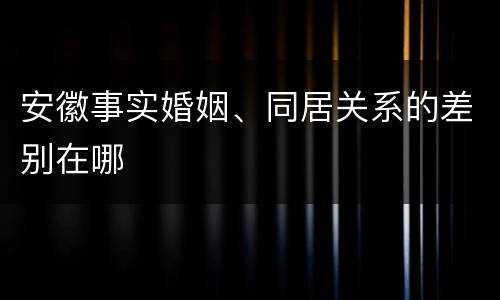 安徽事实婚姻、同居关系的差别在哪