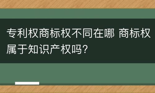专利权商标权不同在哪 商标权属于知识产权吗?
