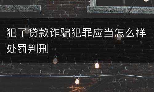 犯了贷款诈骗犯罪应当怎么样处罚判刑