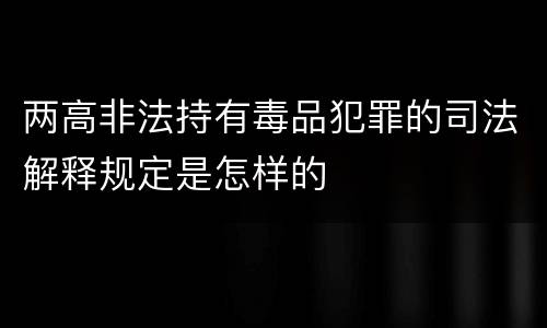 两高非法持有毒品犯罪的司法解释规定是怎样的