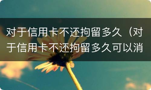 对于信用卡不还拘留多久（对于信用卡不还拘留多久可以消除）