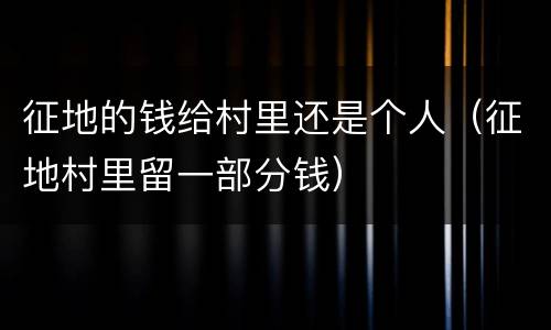 征地的钱给村里还是个人（征地村里留一部分钱）