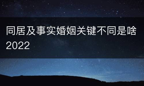 同居及事实婚姻关键不同是啥2022