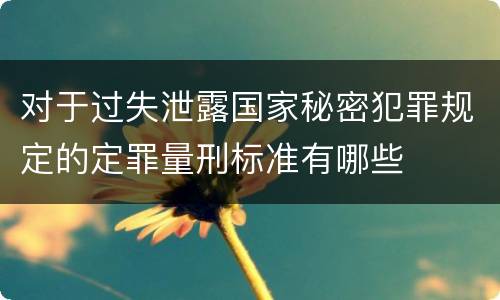 对于过失泄露国家秘密犯罪规定的定罪量刑标准有哪些