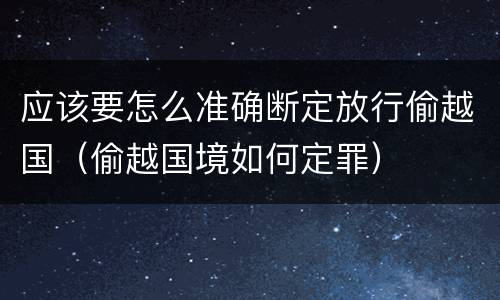 应该要怎么准确断定放行偷越国（偷越国境如何定罪）