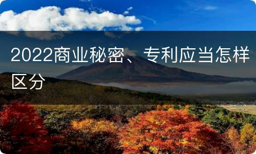 2022商业秘密、专利应当怎样区分