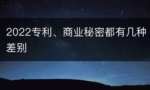 2022专利、商业秘密都有几种差别