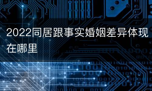 2022同居跟事实婚姻差异体现在哪里