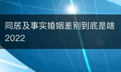 同居及事实婚姻差别到底是啥2022
