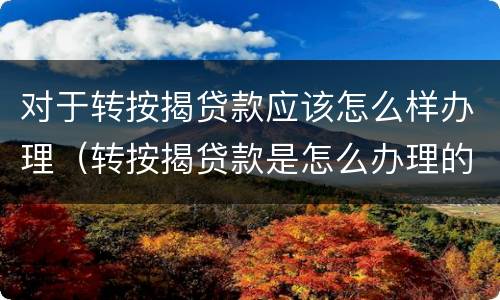 对于转按揭贷款应该怎么样办理（转按揭贷款是怎么办理的）