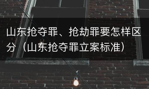 山东抢夺罪、抢劫罪要怎样区分（山东抢夺罪立案标准）