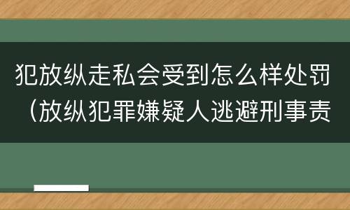 犯放纵走私会受到怎么样处罚（放纵犯罪嫌疑人逃避刑事责任）