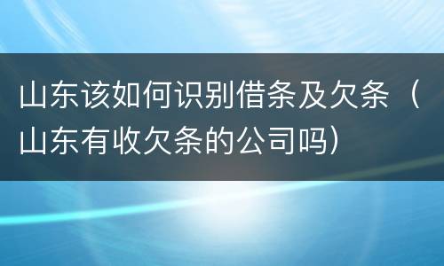 山东该如何识别借条及欠条（山东有收欠条的公司吗）